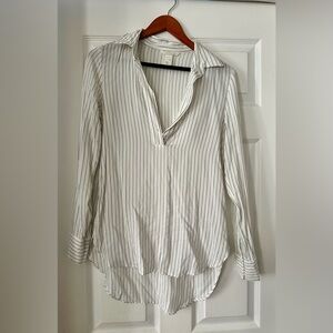 H&M - Quarter Button Up White Striped Top - 
Size 4